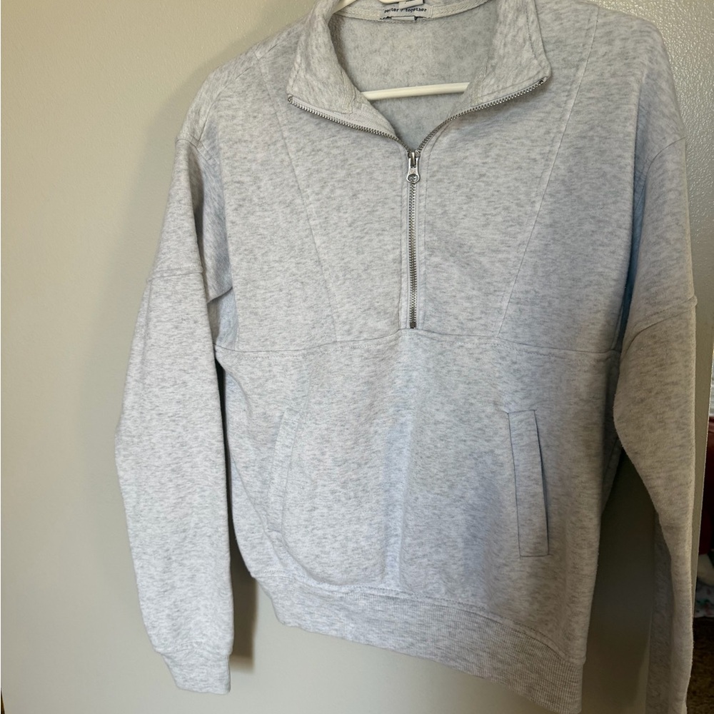 Women's Light Gray Quarter-Zip Sweatshirt